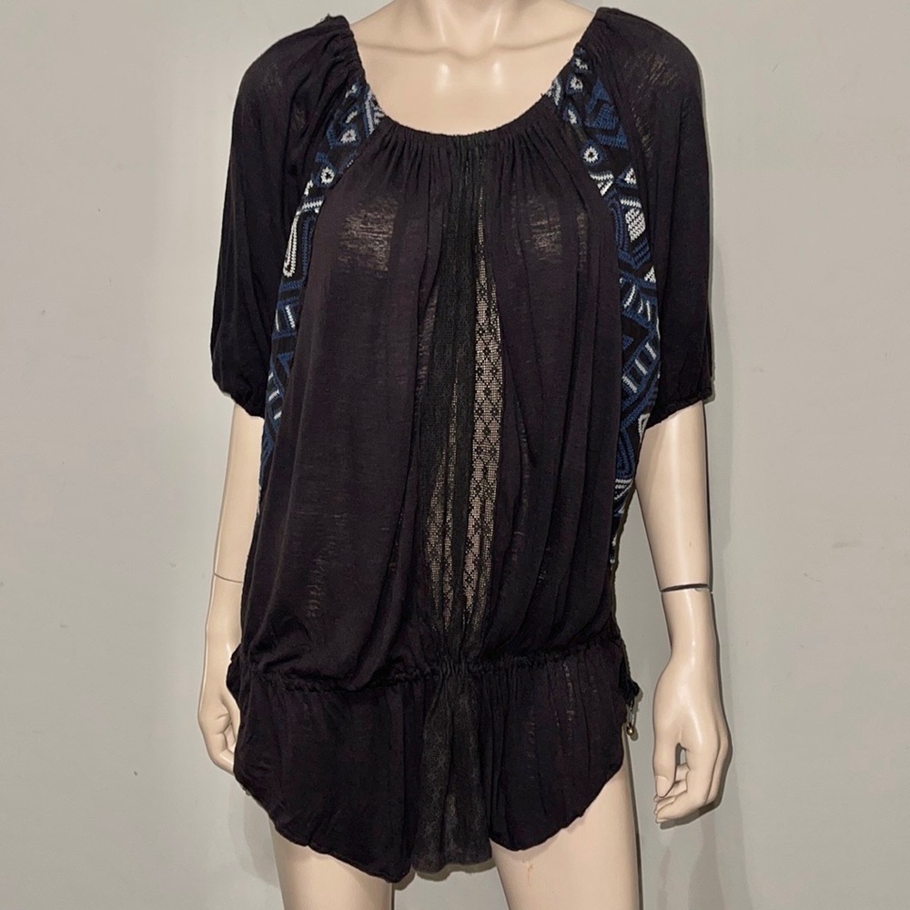 Free People Boho Embroidered Top M